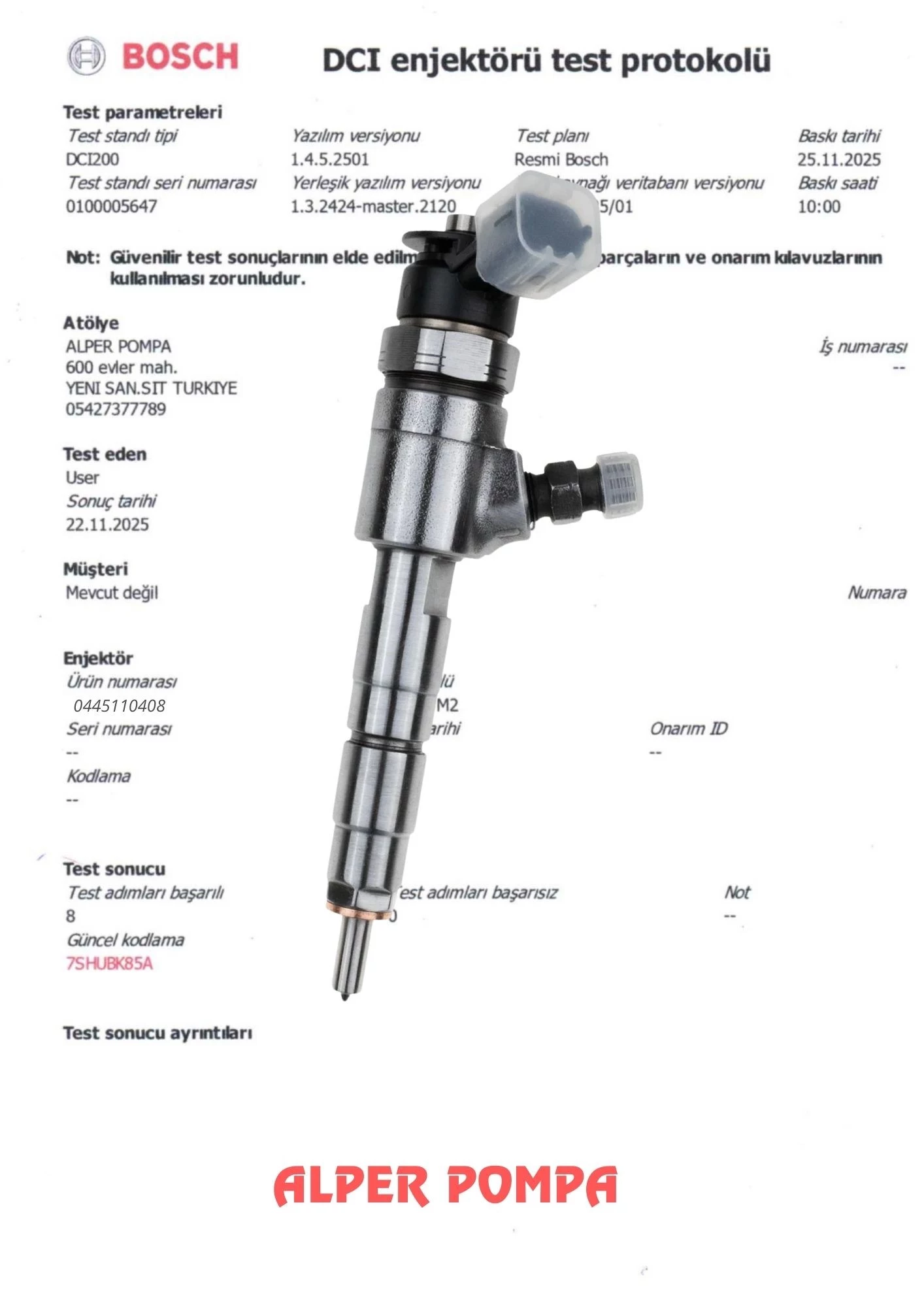 BOSCH 0445110340 Enjektör 870692 Opel Fiat Peugeot Ford Citroen Berlingo 1.6 HDi 0986435203