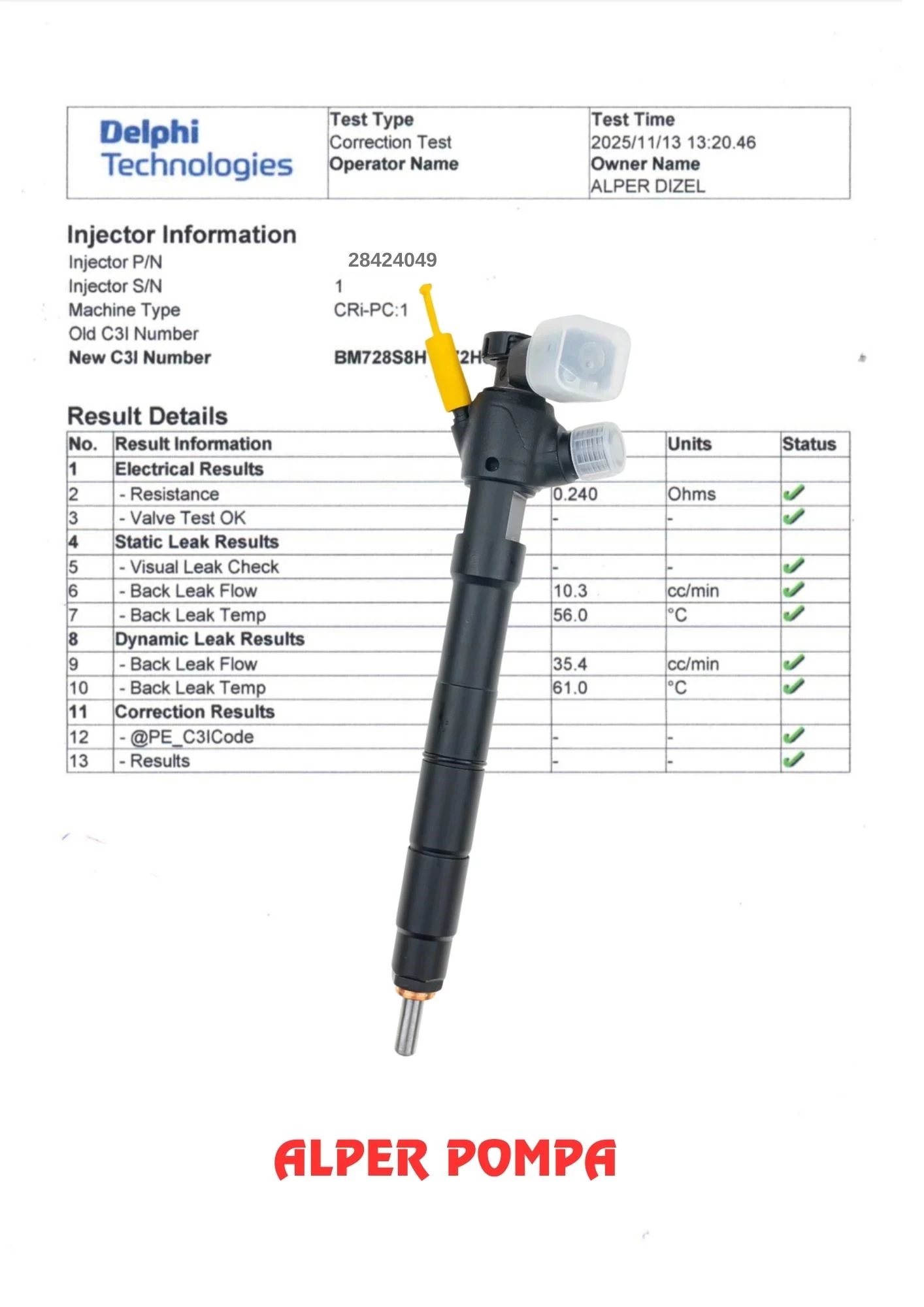 DELPHİ 28424049 Enjektör Audi Seat Skoda VW Polo 1.4 TDI 04B130277J