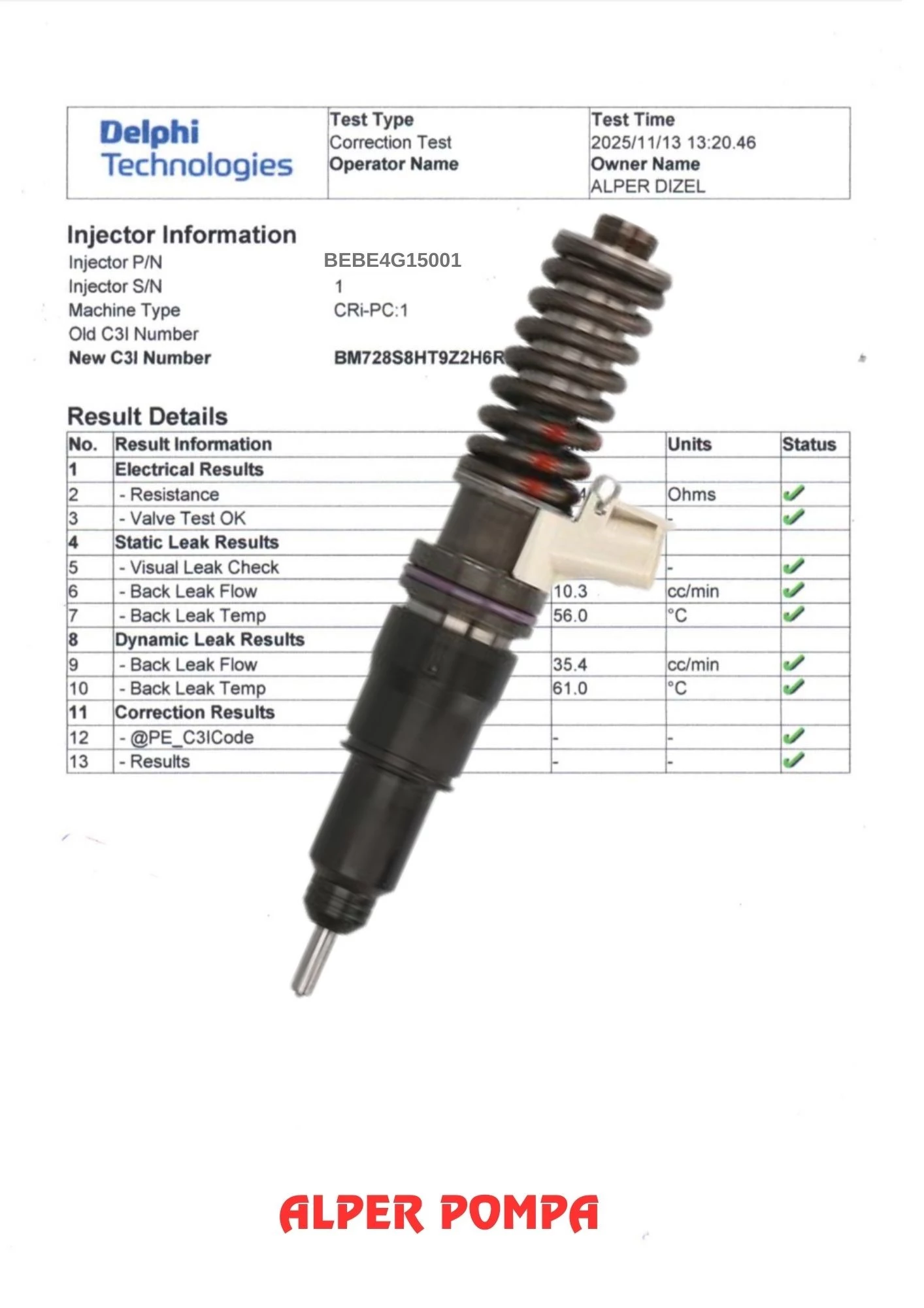 DELPHİ BEBE4G15001 ENJEKTÖR